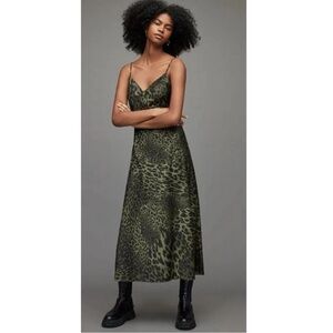 V-Neck MIDI Slip Dress - Animal/snake print